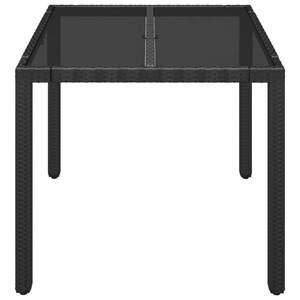 Table de jardin en polyrotin noir avec plateau en verre trempé Tables élégantes pour l'extérieur - Product Image 3