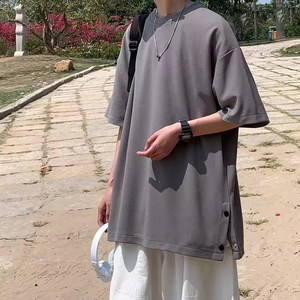 Camisetas Extra Grandes de Algodón Tejido para Hombre y Mujer, Estilo Vintage, Holgadas, Hip Hop, Unisex - Product Image 1