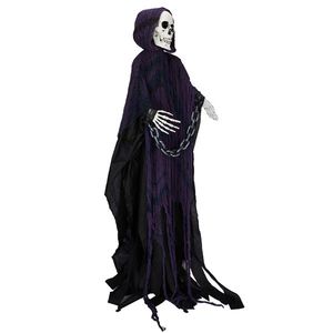 Decorazione di Halloween da 1,8 m a grandezza naturale: Animatronico Grim Reaper con catena, attivabile dal suono, per esterni, con suono spaventoso - Product Image 3