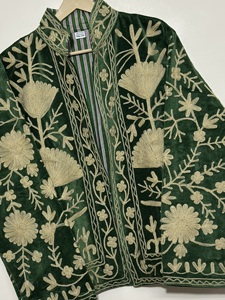 Maaunique <b>Velvet</b> Cotton Suzani Floral Embroidery Long Sleeve <b>Jacket</b> Vintage <b>Women</b> Autumn Winter Handmade Breathable Eco-Friendly - Product Image 5
