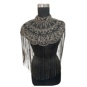 2026 High Quality Handmade 100% Cotton Lace Rose Gold Beaded <b>Cape</b> for <b>Women</b> Fashion Available at Wholesale Price for Export - Product Image 1