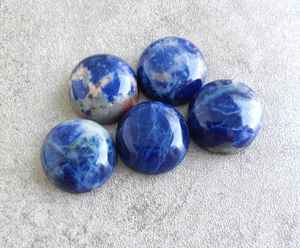 Sodalita Natural, Forma Redonda, Cabujón, Parte Posterior Plana, Calibrada, Gema Suelta para Joyería - Product Image 5