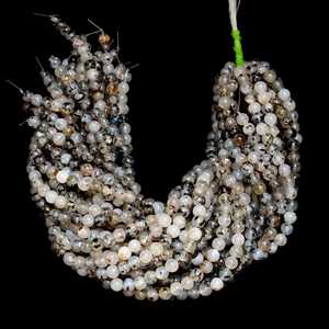 Perles de pierre précieuse d'agate naturelle Chakralume, veinée, 6mm/8mm/10mm, taille de perçage 0.8mm, blanc/noir/gris/marron, fabrication de bijoux du Rajasthan - Product Image 6