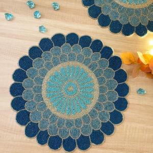 Mushroom Embroidered Luxury Eco-Friendly Beaded Coaster <b>Set</b> 4-Piece Handmade High Quality <b>Placemat</b> Pad Home Dining Table - Product Image 3