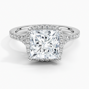 Anillo BOJ 0104 con Corte Princesa, Plata 925, Halo de Piedras, Engaste de Puntas, Anillo Solitario con Diamante de 2ct, Color D, VVS1, Moissanita, Certificado GRA - Product Image 1
