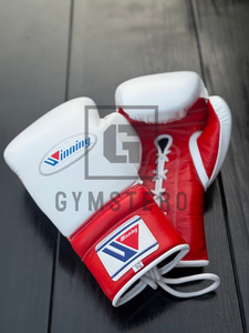 Guantes de Boxeo Blancos y Rojos con Cordones, de Cuero Vacuno, Acolchado Grueso de 4 Capas, Correa de Muñeca Ajustable, Protección Completa para las Manos - Product Image 2