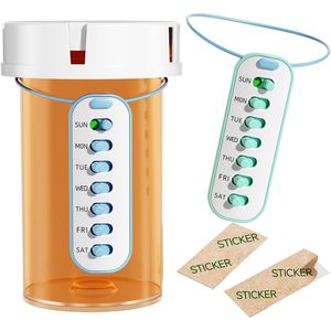 Confezione da 2: Cordini Elastici Adesivi Promemoria Pillole Riutilizzabili per Monitoraggio Abitudini Quotidiane, per la Maggior Parte delle Bottiglie di Medicinali e Scatole Promozionali per Pillole - Product Image 1