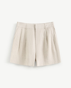 Shorts de Lino para Mujer, Casuales, Cintura Media, Transpirables, de Secado Rápido, Antiarrugas, Corte Holgado y Recto, Cierre con Cordón, Talla Personalizada, Verano - Product Image 1