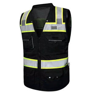 Chaleco de Seguridad Reflectante de Alta Visibilidad, Transpirable, Certificado CE, con Franjas Negras, Amarillas y Plateadas, Cierre Frontal con Cremallera, Cuatro Bolsillos, Unisex - Product Image 4