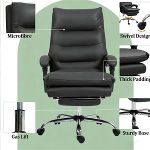 Sedia da Ufficio Nera con Funzione Massaggio, Sedia da Studio per Computer - Product Image 4