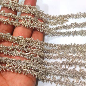 Cadena de cuentas facetadas rondel de latón plateado natural de 2 mm para fabricación de joyas, se vende por pie - Product Image 1