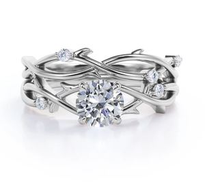 Nature Style 925 <b>Sterling</b> <b>Silver</b> Moissanite Wedding <b>Ring</b> <b>Set</b> 1 Carat Brilliant Cut Prong Setting Certified Engagement <b>Ring</b> for - Product Image 5