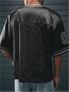 Men's Vintage Satin Jersey Shirts V Neck Short Sleeve Graphic Tees Basketball T Shirt Streetwear - Product Image 4