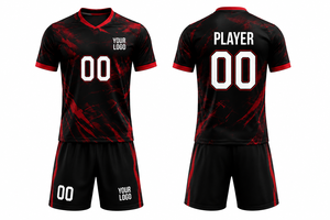 Conjunto de Camiseta y Pantalones Cortos de Fútbol Unisex Personalizados, Sublimados, Cuello en V, Secado Rápido, 100% Poliéster, Ajuste Atlético, Manga Corta, Ecológicos - Product Image 5
