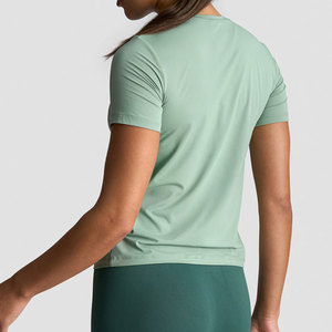 Active Wear Yoga T-Shirt High Quality Quick Dry <b>Athletic</b> Gym Training T-Shirt Custom Logo Blank Longline Slim Fit Top - Product Image 6