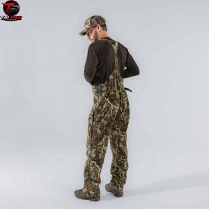 Men Outdoor Camouflage Hunting Field Bib Overalls <b>Back</b> View High Upper <b>Back</b> Panel Y-<b>Back</b> Suspenders Side Adjustment Straps Water - Product Image 4