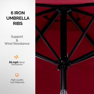 ร่มสนามโซลาร์เซลล์ LED ขนาด 9 ฟุต พร้อมปุ่มกดปรับเอียง 6 ซี่โครง ผ้าโพลีเอสเตอร์กันน้ำ สำหรับใช้งานกลางแจ้ง - Product Image 4