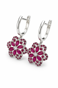 Boucles d'oreilles en saphir bleu et diamant, plaquées rhodium, argent sterling 92,5, cadeau de mariage ou de fête, KLST-31074 - Product Image 5