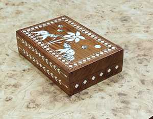 Bela Artisan Bone Inlay <b>Elephant</b> Design Wooden <b>Decorative</b> Storage Box Jewelry Organizer for Christmas Cosmetic Necklace Ring - Product Image 2