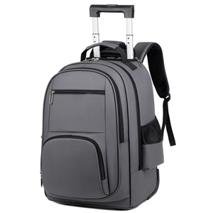 Mochila impermeable negra con ruedas para portátil, de gran capacidad, para viajes de negocios, con asa telescópica y correas para los hombros. - Product Image 5