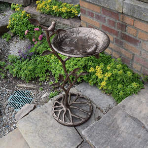 Decorative metal bird bath for outdoor <b>garden</b> use elegant basin durable stand <b>weather</b> resistant birds drinking <b>station</b> - Product Image 6