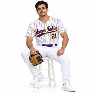 Maillot de baseball d'été en gros, imprimé, col en V boutonné, manches courtes, léger, respirant, anti-humidité, 100 % polyester, personnalisable - Product Image 2