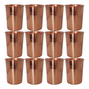 Tasse en verre 100 % cuivre pur 250 ml (8 oz) sans BPA, motif uni, compatible lave-vaisselle et micro-ondes, pour voyage, World Craft Impex - Product Image 3