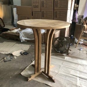 Ensemble de mobilier de bar extérieur en teck massif avec chaises de bar à lattes et table ronde pour restaurant, bistro - Fournisseur d'usine Indonésie - Product Image 6