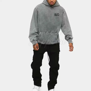 Men Acid Wash Hoodies Trendy Faded Design Cotton Blend <b>Fabric</b> Perfect For Street Style Casual Outfits And Daily Wear - Product Image 2