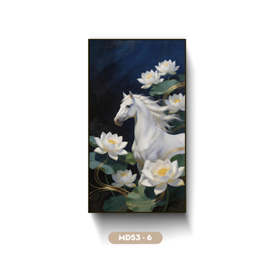 Cuadro Decorativo de Alta Calidad con Caballos Galopantes Tradicionales, Pintado a Mano, con Marco, Ideal para Regalo, Hecho en Vietnam - Product Image 1