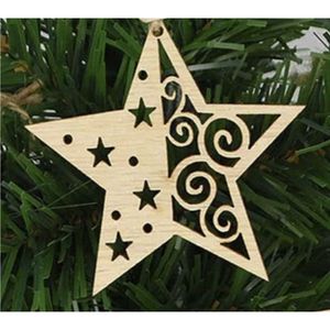 Adorno de Estrella de Navidad de Madera sin Acabado, Colgante Artesanal de Madera Cortada con Láser para Árbol, Venta al por Mayor, Decoración Navideña para el Hogar - Product Image 1