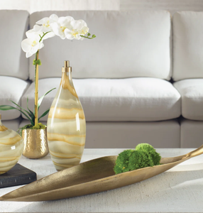 ถาดใบไม้ทองเหลืองโบราณ ถาดทรงยาวลายพฤกษศาสตร์ ภาชนะใบไม้สีทองเหลืองโบราณ จานลายใบไม้โลหะหล่อ ผิวทองเหลืองโบราณออกซิไดซ์ - Product Image 3