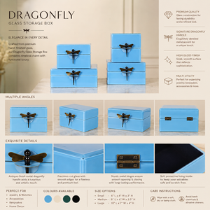 Luxury Turquoise Mirror <b>Glass</b> Decorative Storage Box Set Dragonfly <b>Knob</b> Premium Jewelry Vanity Organizer Boxes Home Decor - Product Image 1