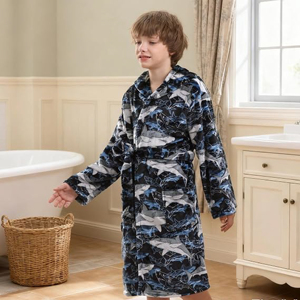 Bata de baño con capucha de forro polar coral para mujer, suave, de franela a rayas, ropa de dormir cálida de invierno, larga, personalizada, lavable a máquina, ropa de estar por casa - Product Image 5