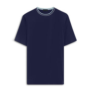 Camisetas de alta calidad personalizadas, estilo ringer azul liso para hombre, cuello redondo, color sólido, algodón, precio al por mayor con servicio OEM. - Product Image 1