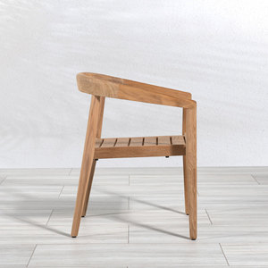 Ensemble de salle à manger en teck massif avec sièges en mousse souple supplémentaires recouverts d'un tissu imperméable de couleur bois naturel pour l'extérieur - Product Image 5
