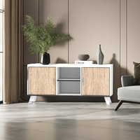 Meuble TV moderne en bois avec panneau décoratif pour salon, chambre, entrée, rangement, installation facile, fabriqué en Malaisie 26_0110