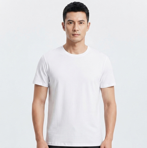 T-shirts décontractés pour hommes 100% coton Noir Coupe classique Manches courtes 180 grammes Impression sérigraphique - Product Image 2