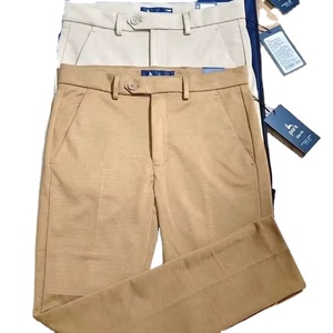 Pantalon décontracté pour homme, coupe régulière, haute élasticité, léger, 100% polyester, taille mi-haute, devant plat, écologique, respirant, service OEM, été - Product Image 1