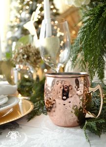 Hammered copper mug <b>set</b> moonstone inspired drink cups reusable premium <b>beverage</b> <b>serving</b> mugs durable finish - Product Image 4