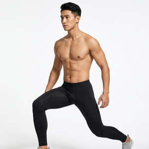 Men's Full Length <b>Compression</b> <b>Leggings</b> Solid Black Elastic Waist Spandex Nylon Sportswear - Product Image 5