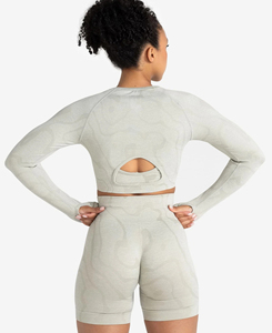Conjunto Deportivo de Yoga sin Costuras para Mujer, de Primera Calidad, Tejido Transpirable, 2 Piezas, Color Sólido, Cintura Elástica, Poliéster/Algodón - Product Image 3