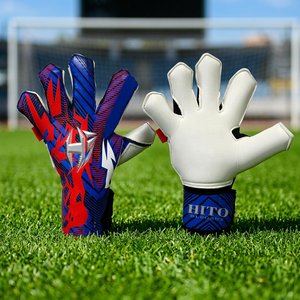 Nouveaux gants de gardien de but en cuir latex allemand bleu pour adultes avec service de logo personnalisé - Product Image 3