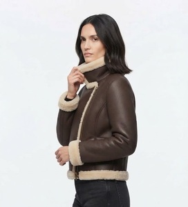 <b>Women</b> Winter Sheep Skin Dyed Customized Color Plus Size B3 High Quality Thick Quick Dry Silk <b>Bomber</b> Motorcycle <b>Jacket</b> - Product Image 5