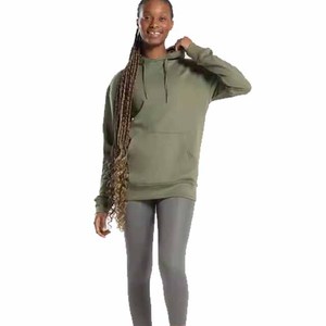Sudadera con Capucha Verde Oliva para Mujer, Corte Regular, Manga Larga, 100% Algodón Tejido, Transpirable, Color Sólido, para Otoño - Product Image 2
