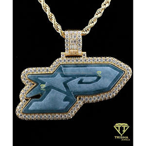 จี้สร้อยคอฮิปฮอปเงินแท้ 925 ชุบทองคำขาว ประดับเพชรแล็บโกรว์ แบรนด์ Trisha Jewels Luxury Custom พร้อมโลโก้สั่งทำพิเศษ รับสลักชื่อได้ รับรองโดย GIA - Product Image 3