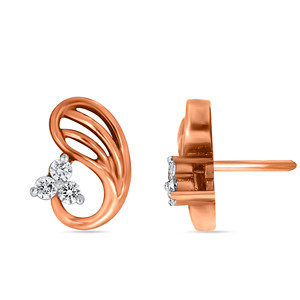 Boucles d'oreilles clous en or rose 18 carats avec diamants ronds taille brillant cultivés en laboratoire, bijoux minimalistes pour femme à porter au quotidien - Product Image 3
