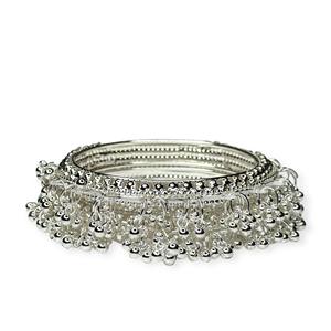 Brazaletes Étnicos Kashmiris Jhumki en Tono Plateado con Diseño Clásico de Ghungroo para Fiestas y Eventos, Precio al por Mayor - Product Image 3