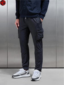 Gray Men Solid Elastic Waist <b>Cargo</b> Trousers Mid Waist Breathable Quick Dry Loose Fit Casual Nylon <b>Pants</b> Custom Outdoor - Product Image 1