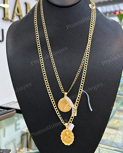 Collier unisexe personnalisé en argent sterling avec pendentif Hip Hop/Rock, couleur or rose, or jaune massif, serti de moissanite à griffes - Product Image 1